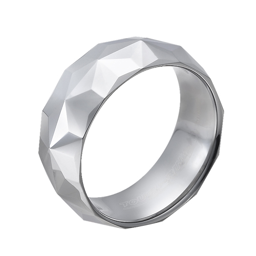 טבעת טונגסטן לגבר מוברקת עם חיתוכים דמויי יהלום כוכב 8 מ